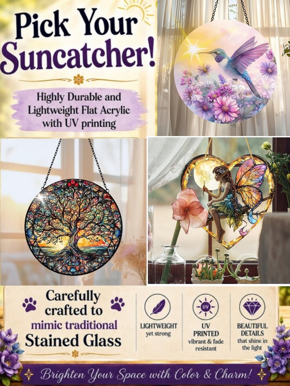 Colorful Acrylic Suncatchers PICK YOUR FAVORITE!